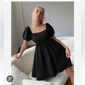 Wild Fable XS Puff Sleeve Babydoll Dress Black